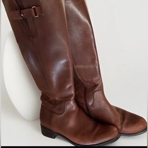 Blondo Volly Brown Leather Waterproof Side Zip Tall Riding Boots chic women 7.5